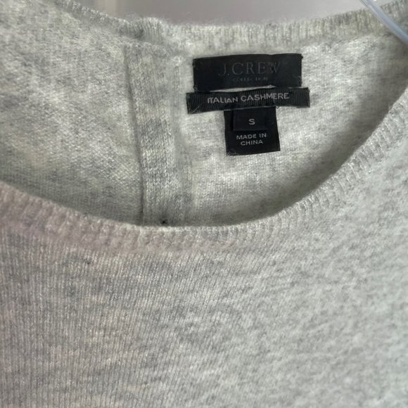 J. Crew Collection Italian Cashmere Gray Color Block Button Back Crew Sweater S - Picture 13 of 14
